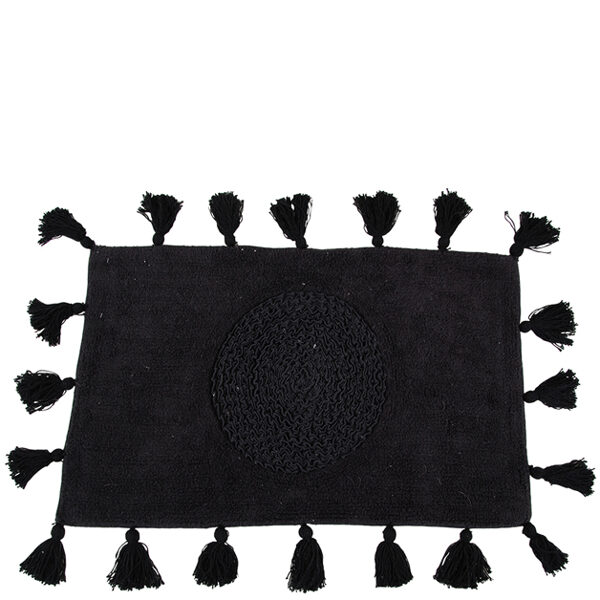 MILJOGARDEN Dekors / paklājs BATHMAT FRINGES 50X80CM BLACK